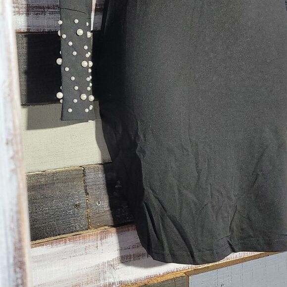 Black Bodycon Keyhole Pearl Accent Chocker Dress Size S - Picture 7 of 13